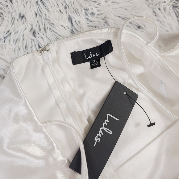 Lulus Celebration of Love White Satin One-Shoulder Bodycon Mini Dress Size XL - Picture 9 of 9